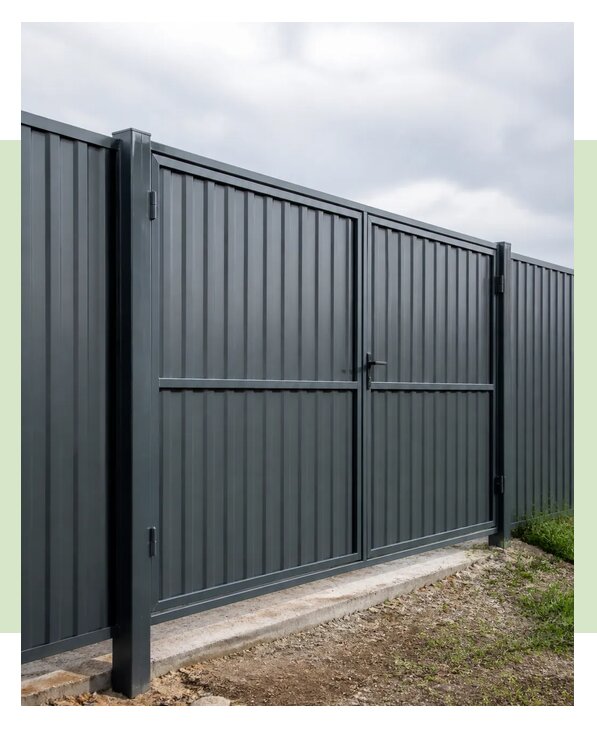 Профнастил с распашными воротами в Набережных Челнах по цене от 3555 р. | ЗаборЭксеперт-Нбр