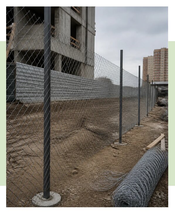 Монтаж временного забора из рабицы под ключ в Набережных Челнах
