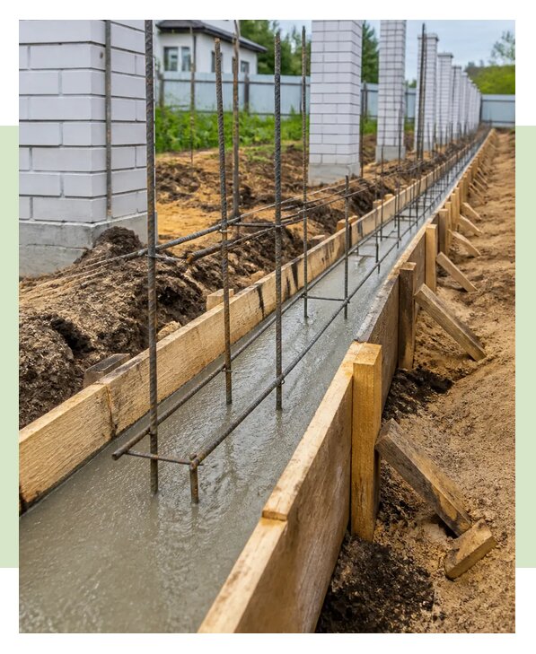 Монолитный фундамент под забор в Набережных Челнах по цене от 5587 р. | ЗаборЭксеперт-Нбр